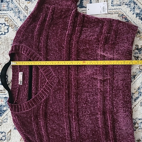 SO BRAND WOMENS JUNIOR CHENILLE PLUM V-NECK PULLOVER SWEATER SIZE MEDIUM - Picture 15 of 16